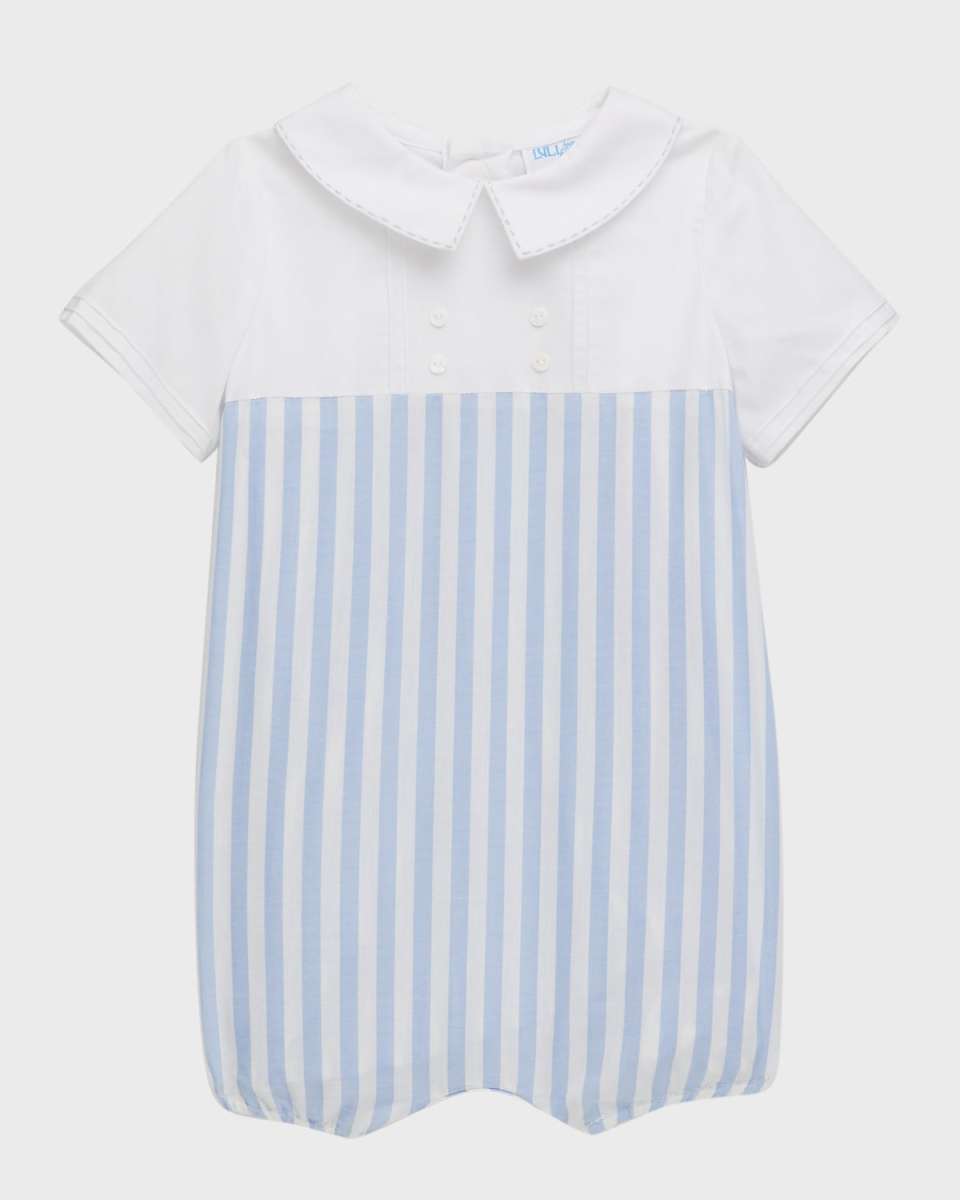 Boy's Sailor Striped Bubble Romper, Size 3M-24